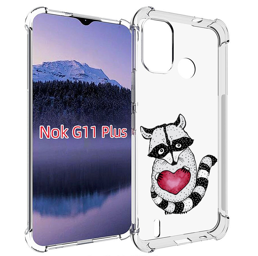 

Чехол MyPads Енот с сердечком для Nokia G11 Plus, Прозрачный, Tocco