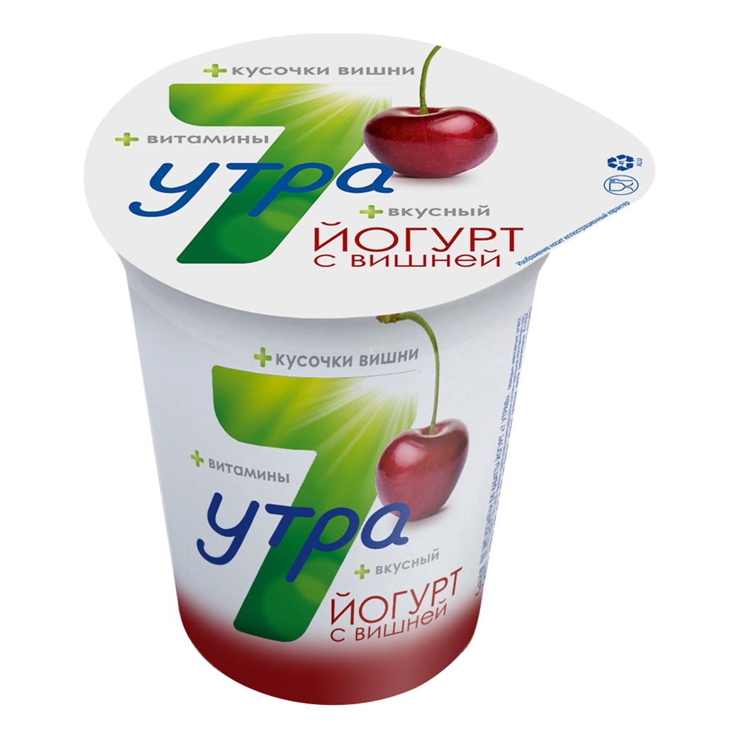 Йогурт 7 утра двухслойный с вишней 2,5% 350 г