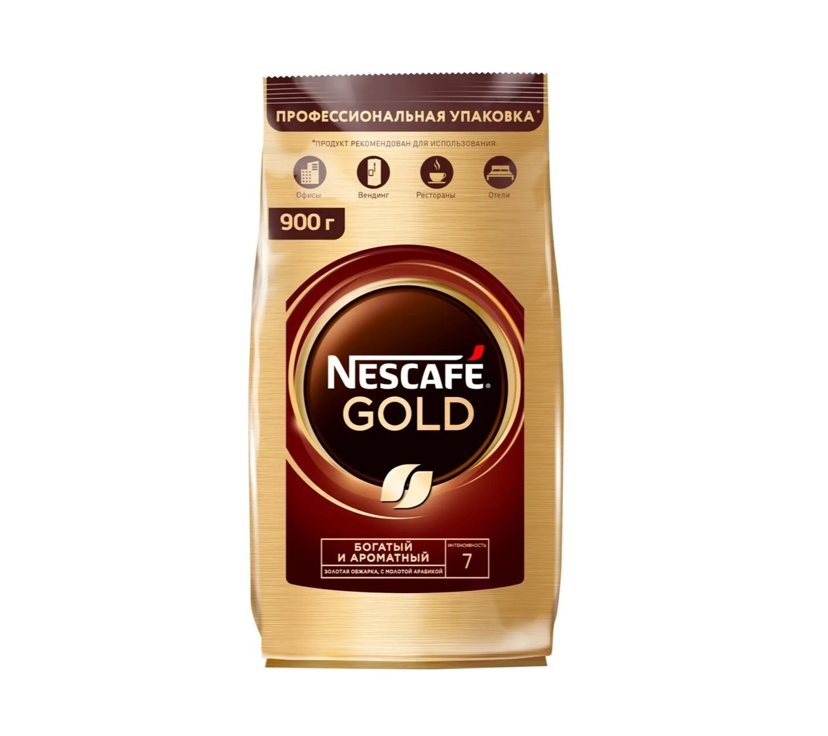 Кофе растворимый Nescafe gold с добавлением молотого пакет 900 г