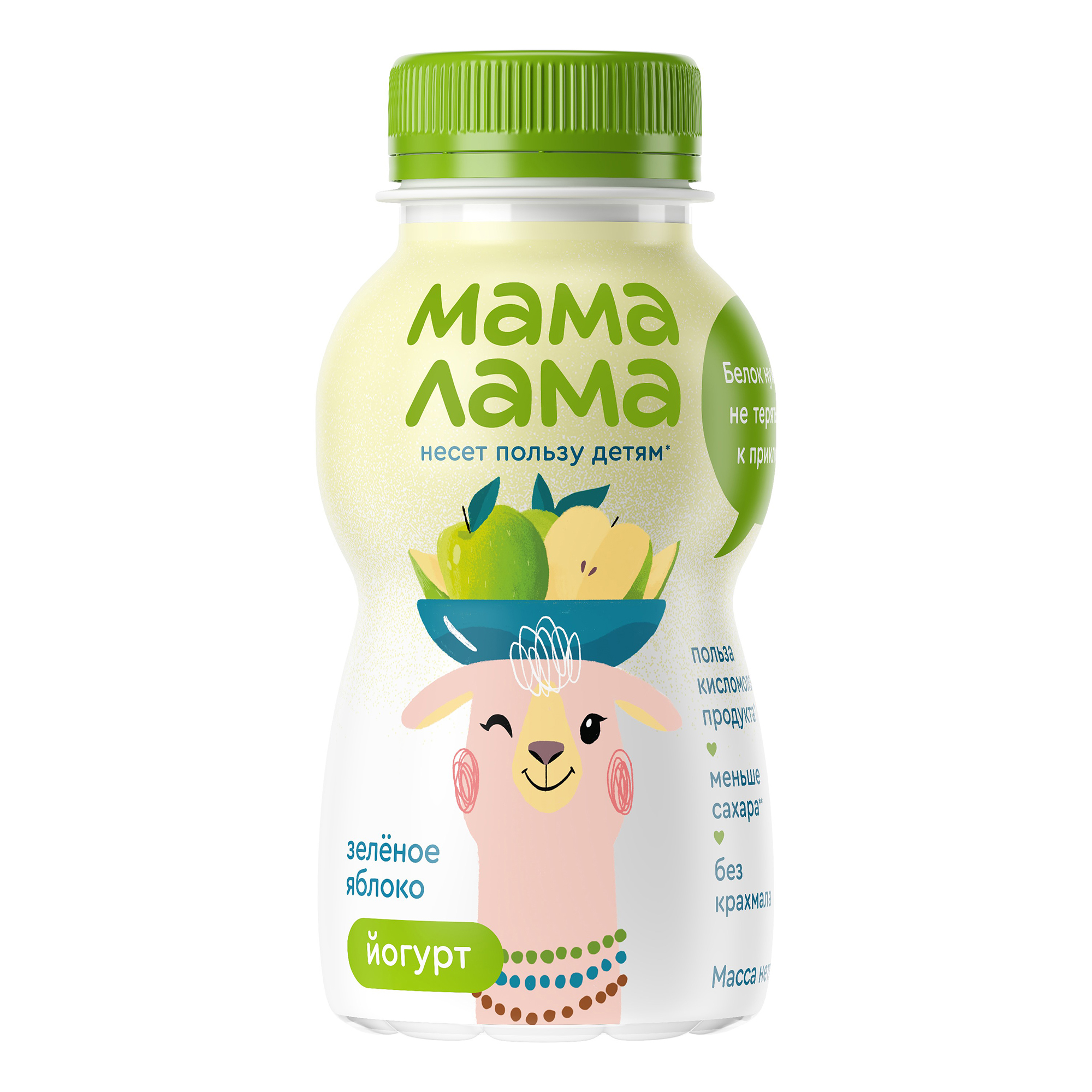 Питьевой йогурт для детей Мама Лама с зеленым яблоком с 3 лет 2,5% 200 г
