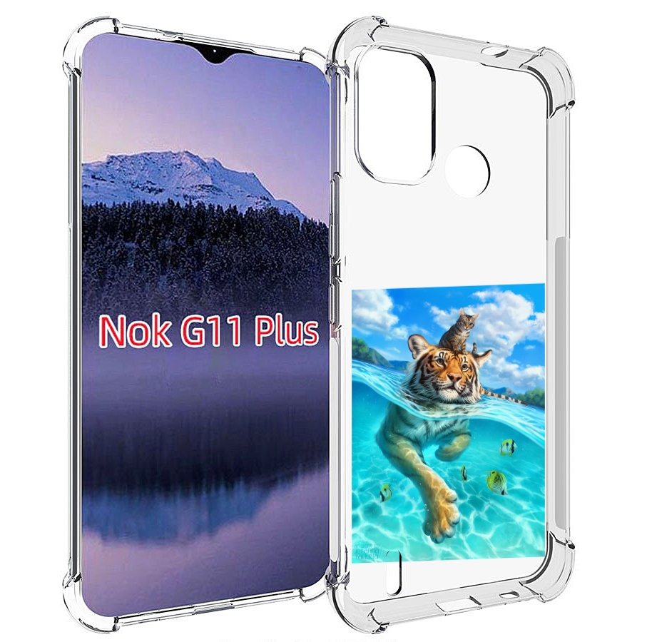 

Чехол MyPads Кот-на-тигре для Nokia G11 Plus, Прозрачный, Tocco