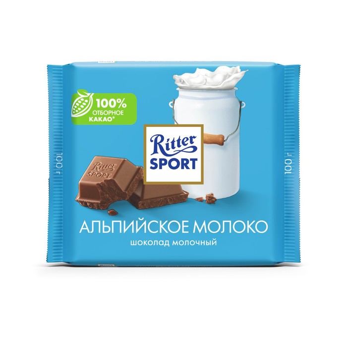 

Шоколад молочный Ritter Sport с альпийским молоком 100 г