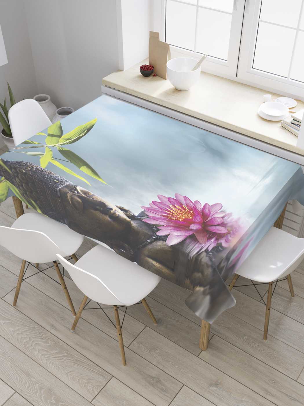 

Скатерть прямоугольная JoyArty "Будда в водном источнике" из оксфорда, 120x145 см, Будда в водном источнике