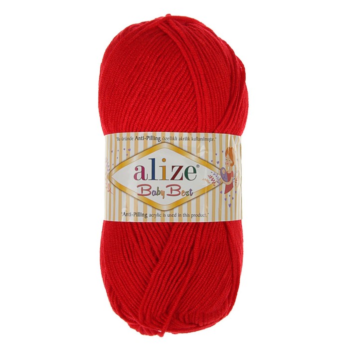 

Пряжа ALIZE "Baby Best", 240 мх100 г, 56 красная, Красный