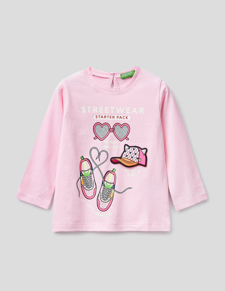 

Футболка для девочек Benetton цв. розовый р.98, 21A_3ATNC15D7