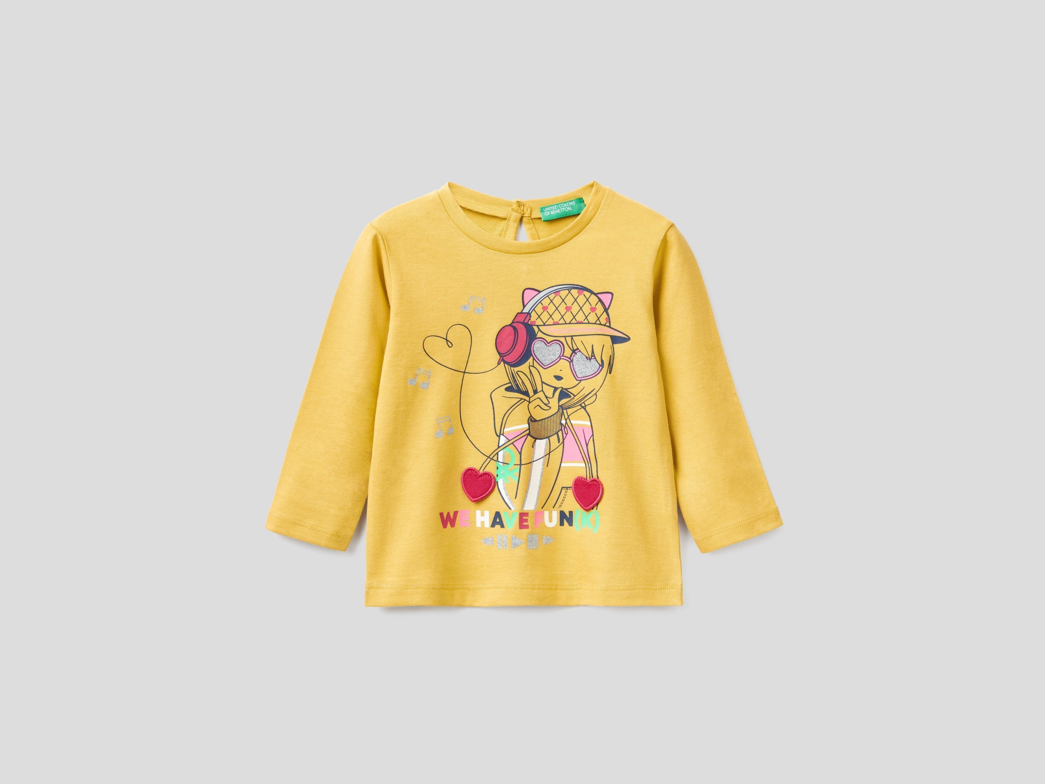 фото Футболка для девочек benetton цв. желтый р.86 united colors of benetton