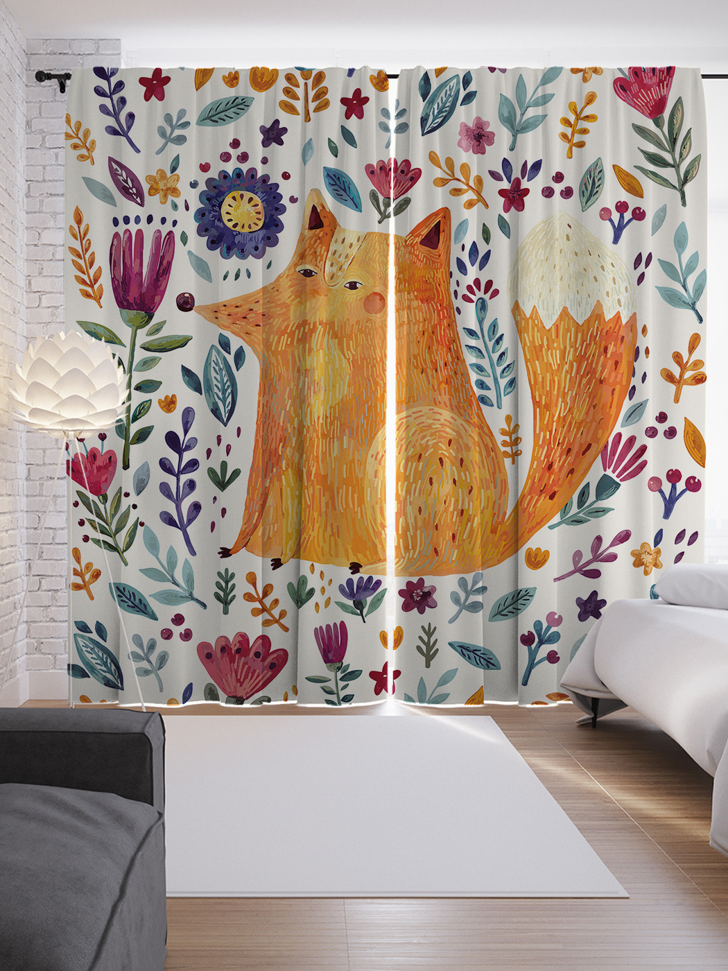 

Шторы с фотопечатью JoyArty «Довольная лиса» из сатена, 290х265 см