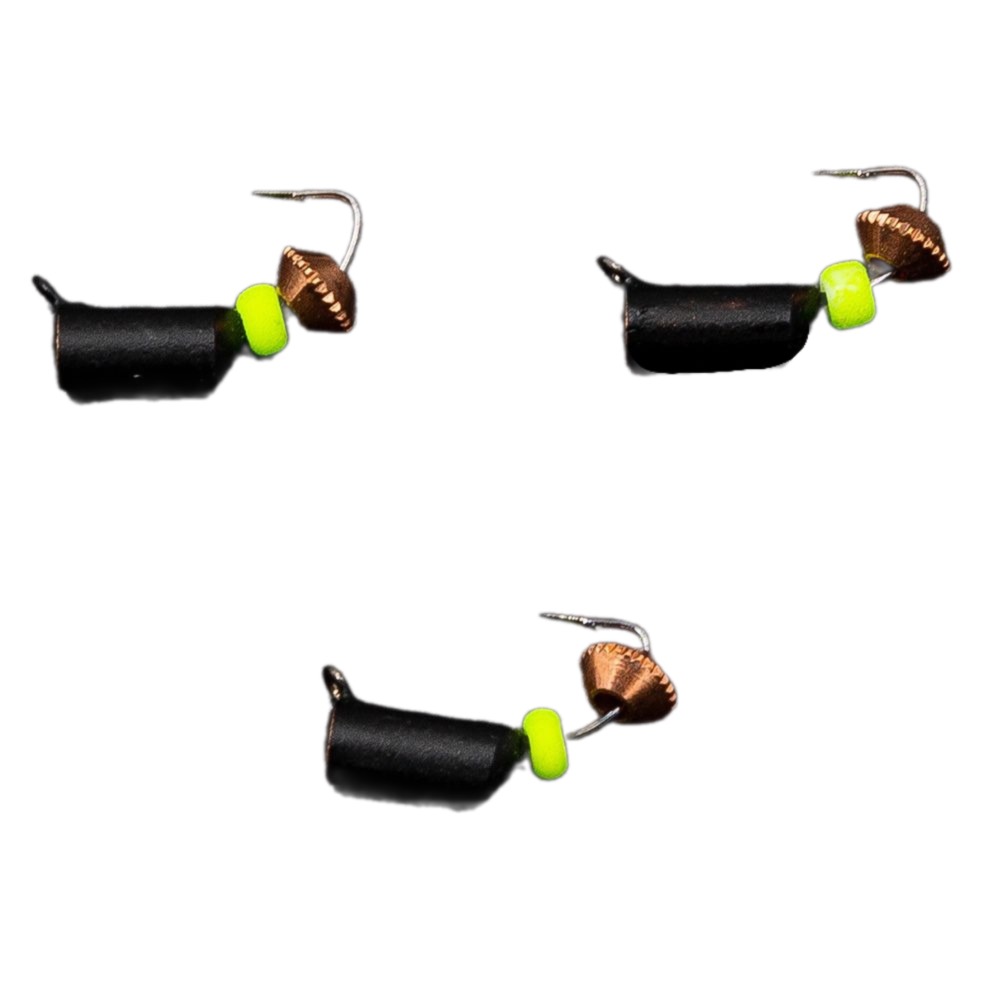 Мормышка Takara СТОЛБИК D3 BL 0.85 гр (биконус медный, жёлтый флюор.бисер) 3 шт