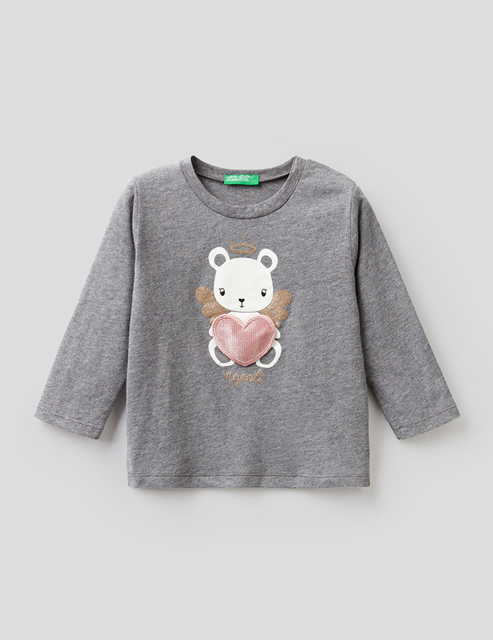

Футболка для девочек Benetton цв. серый р.86, 21A_3ATNC15DH