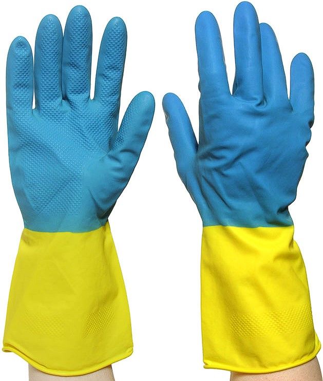 Перчатки хоз.латексные Komfi БИКОЛОР L синий+желтый BICOLO3