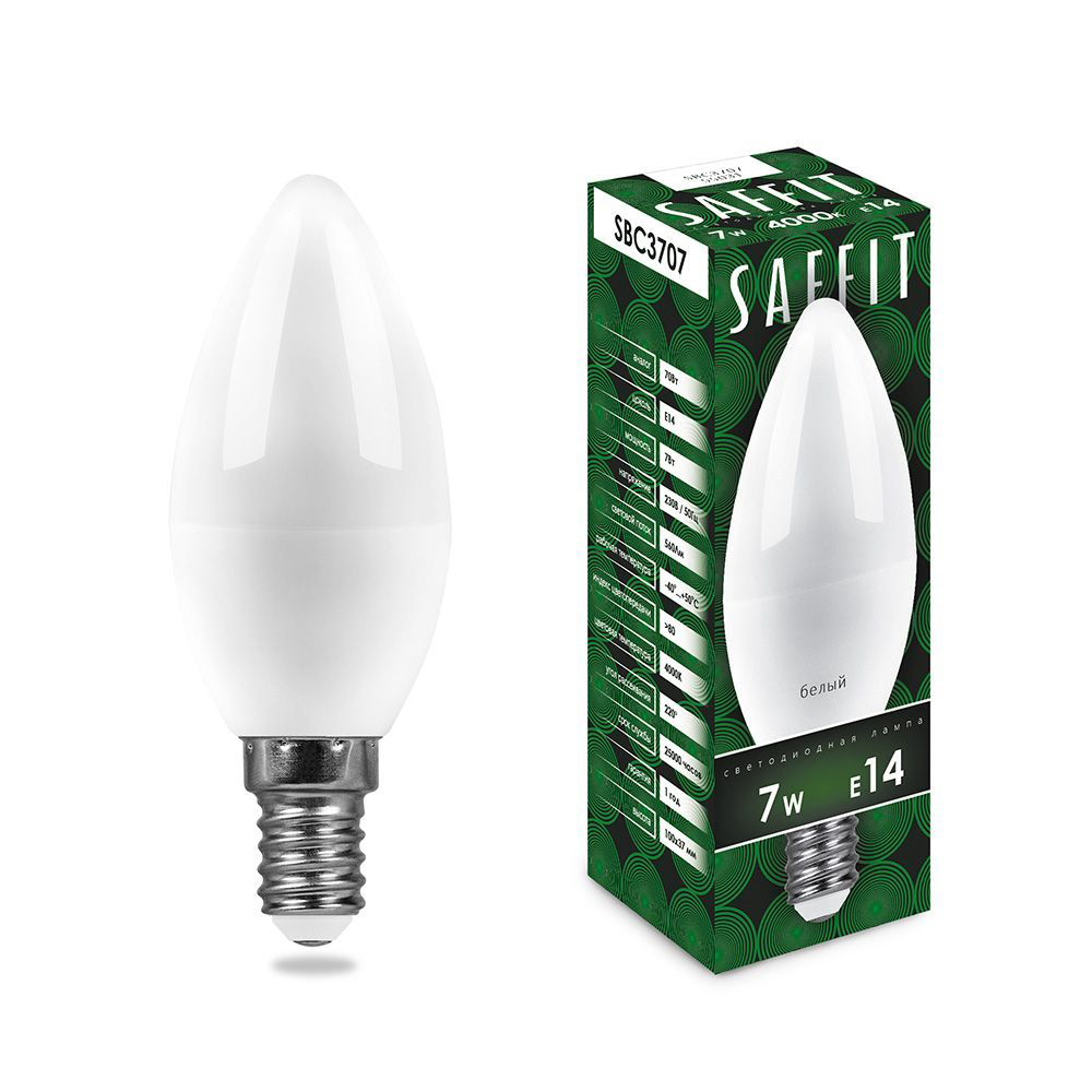 

Лампочка светодиодная Saffit SBC3707, 7Вт E14 230V дневной, упаковка 10 шт., 55169, SBC3707
