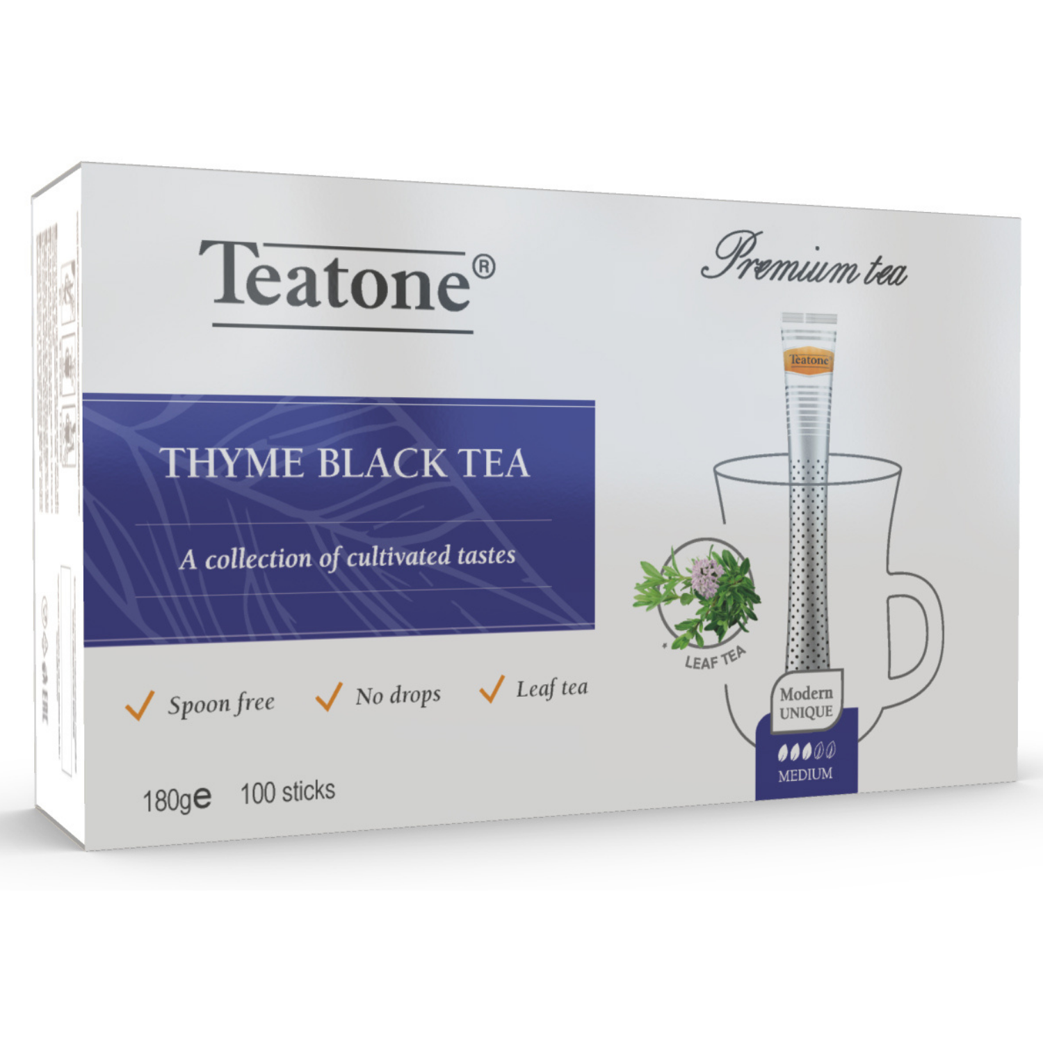 Чай Teatone черный байховый с чабрецом в стиках 100*1,8г