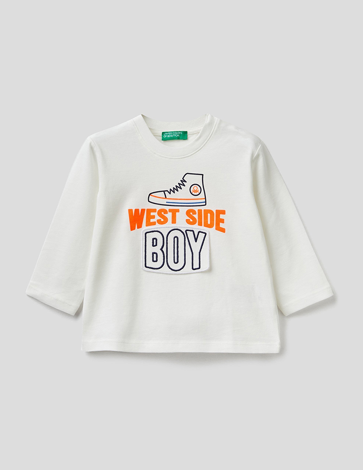 

Лонгслив для мальчиков Benetton цв. белый р.98, 21A_3ATNC15DQ