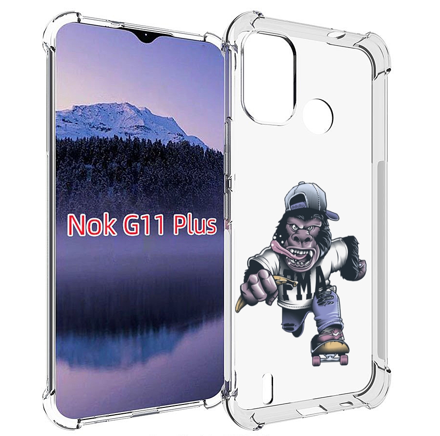 

Чехол MyPads Обезьяна на скейте для Nokia G11 Plus, Прозрачный, Tocco
