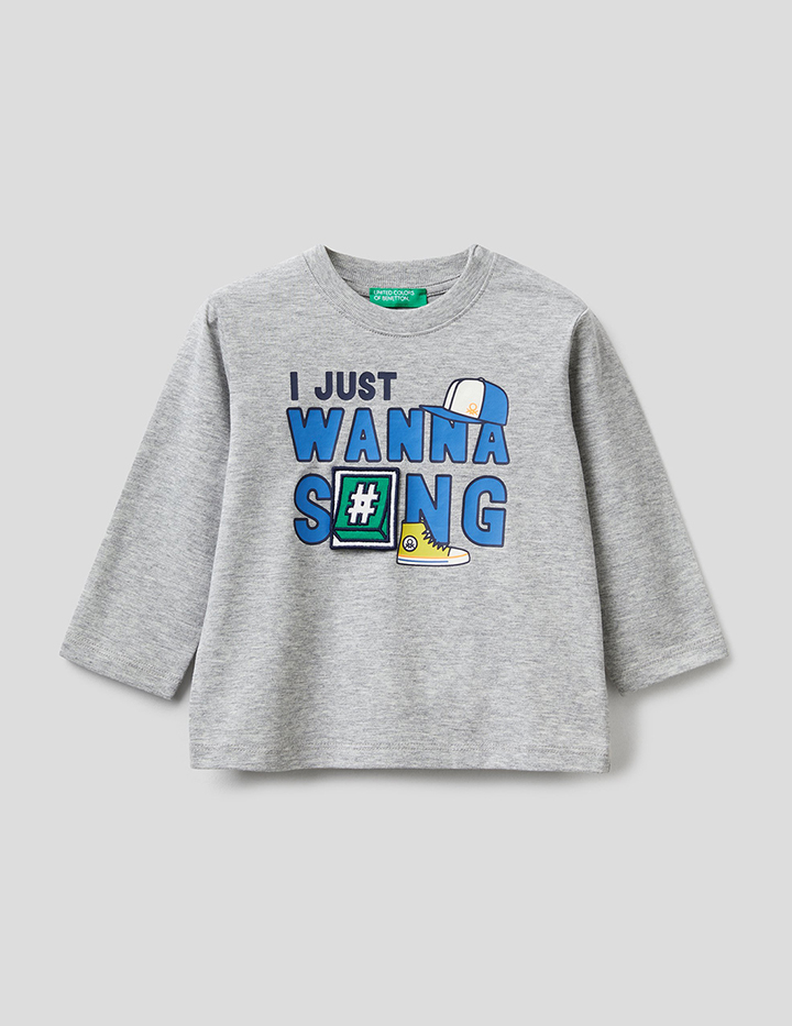 

Лонгслив для мальчиков Benetton цв. серый р.98, 21A_3ATNC15DQ