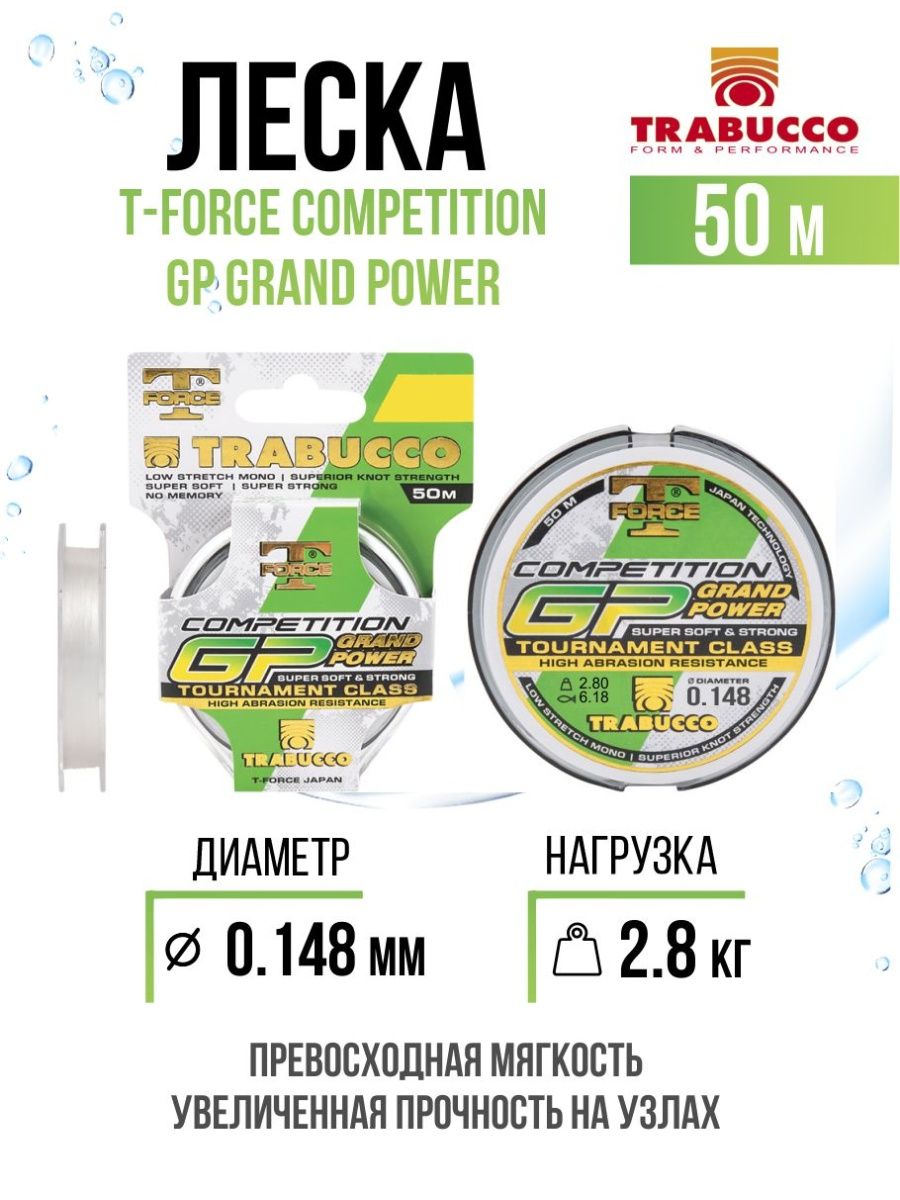 

Монолеска Trabucco T-Force Competition GP Grand Power 50m Clear 0.148mm/2.80kg, T-Force Competition GP Grand Power