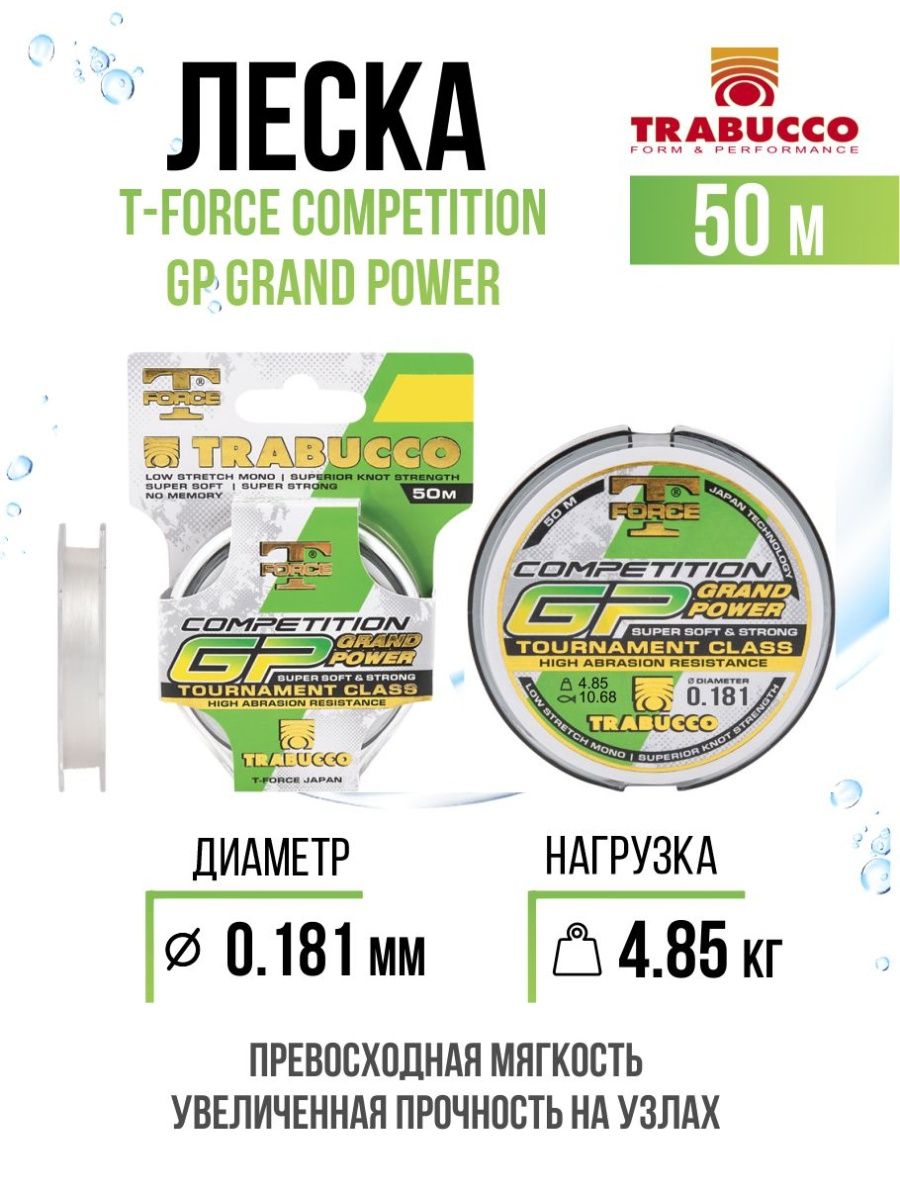 Монолеска Trabucco T-Force Competition GP Grand Power 50m Clear 0.181mm/4.85kg