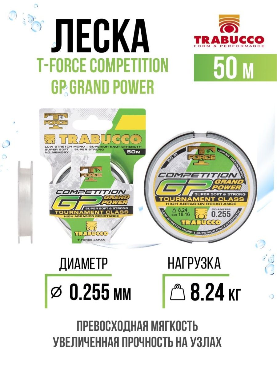 Монолеска Trabucco T-Force Competition GP Grand Power 50m Clear 0.255mm/8.24kg