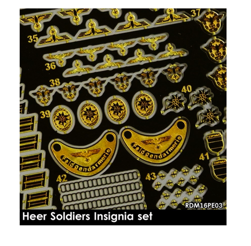 

RDM16PE03 Немецкие жетоны времен ВМВ Heer Soldiers Insignia set, Однотонный