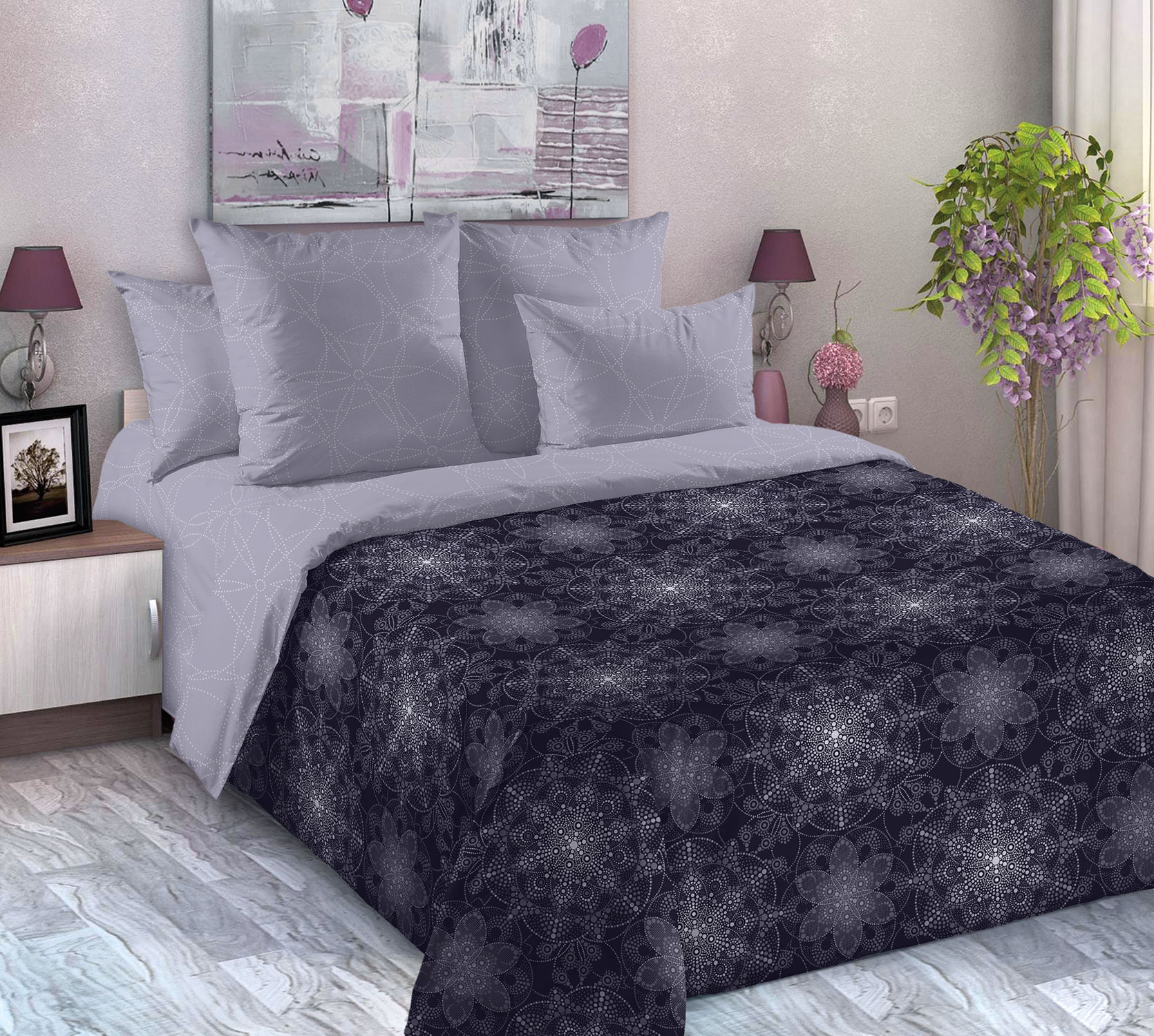 

Постельное белье "Мерцание 1 Син. арт. 6250ПН" Семейный Перкаль (100% хлопок)