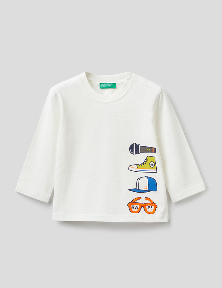 

Лонгслив для мальчиков Benetton цв. белый р.98, 21A_3ATNC15DR