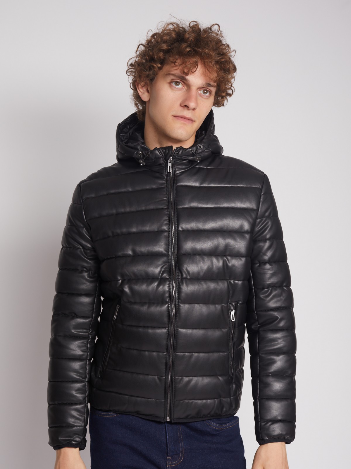 

Кожаная куртка мужская Zolla 012335150014 черная 2XL, 012335150014