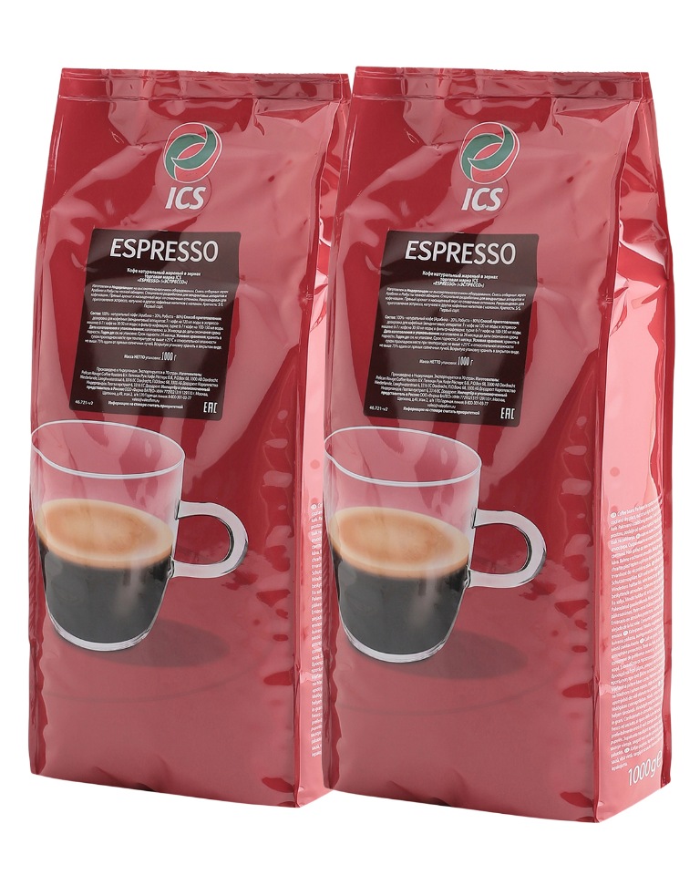 Кофе в зернах ICS ESPRESSO, набор из 2 шт. по 1 кг