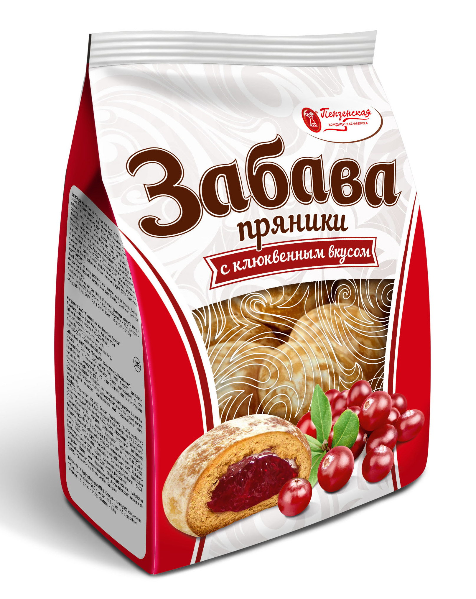 Пряники Забава с начинкой с клюквенным вкусом (ПКФ), 300 гр