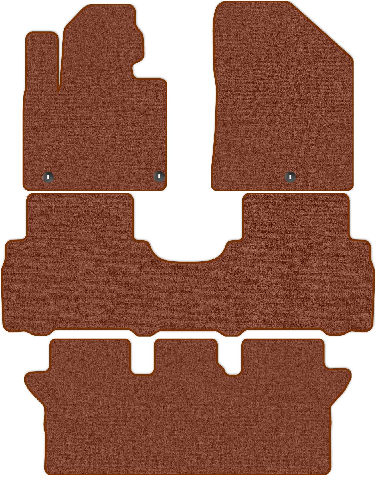 фото Коврики в салон комфорт для kia sorento prime 3 2014 - 2020 +3 ряд, 4 шт. коричневый allmone