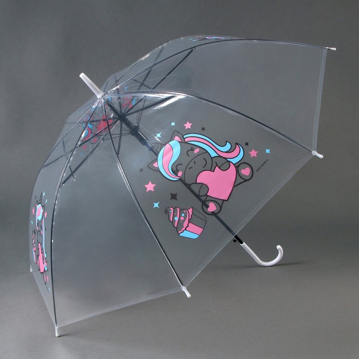 Зонт детский Единорожка полуавтомат прозрачный d=90 см
