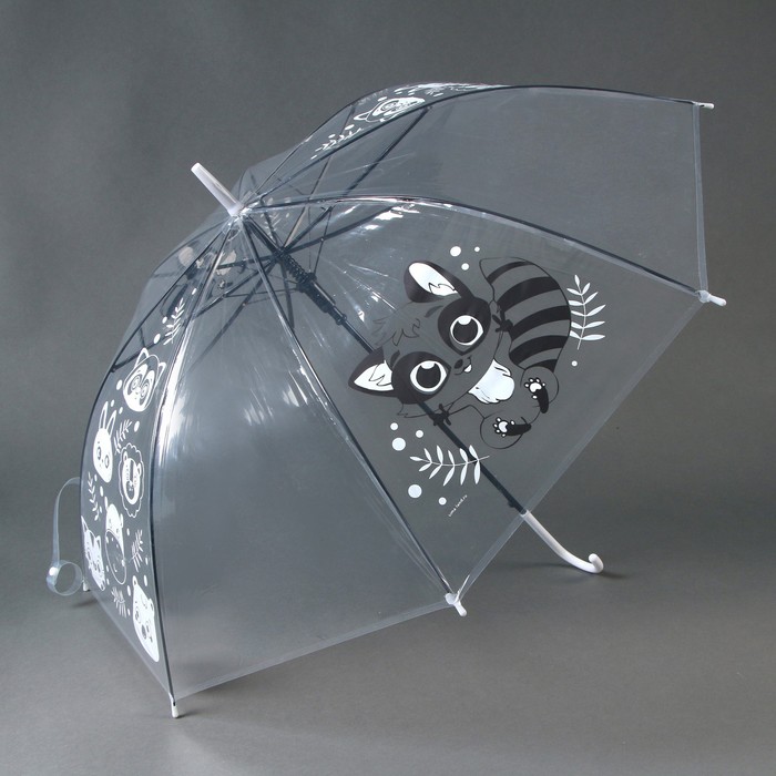 Зонт детский Енотик полуавтомат прозрачный d=90 см