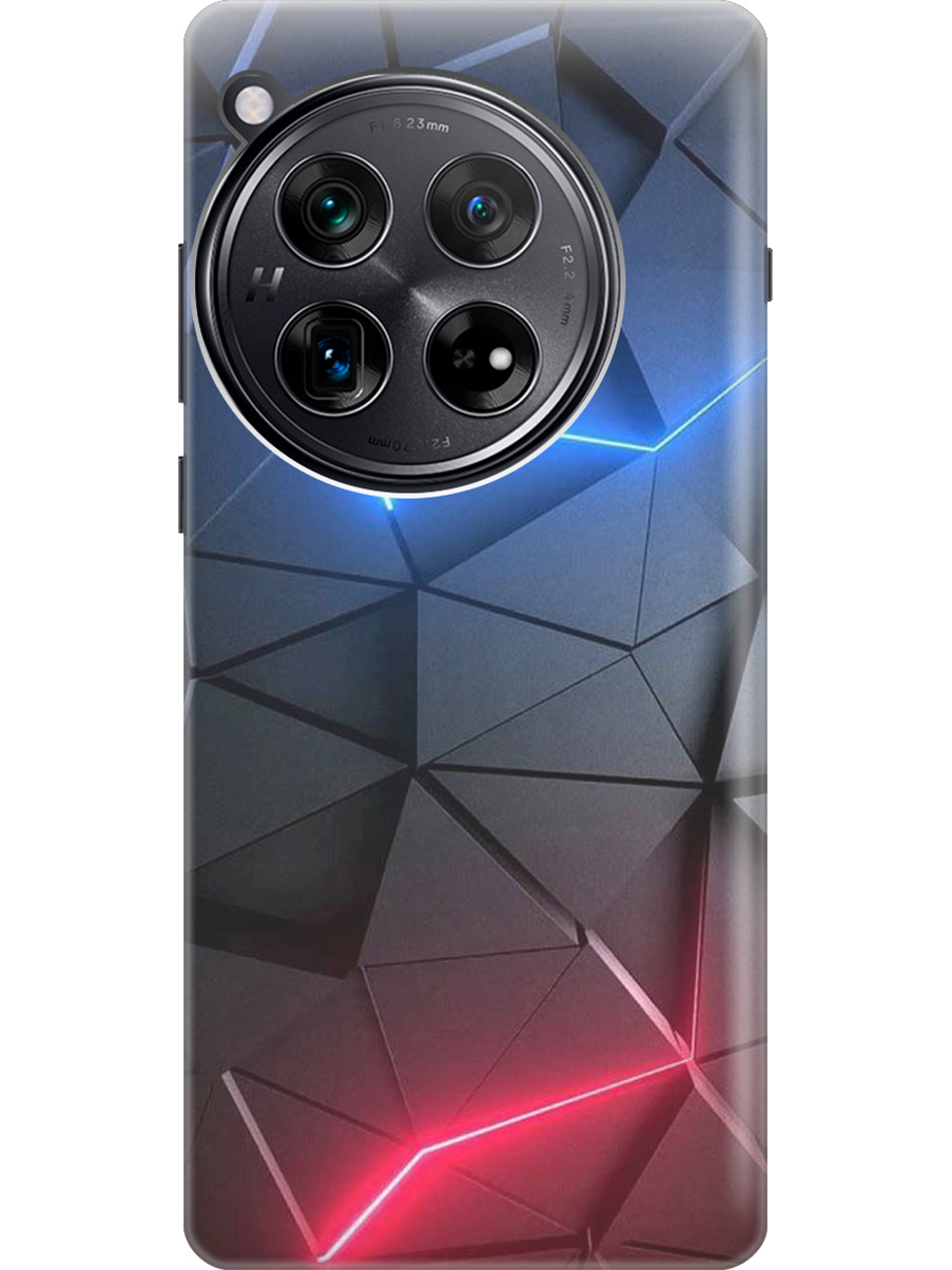 

Силиконовый чехол на OnePlus 12 с рисунком "Графитовые грани", Серый;синий, 20012114