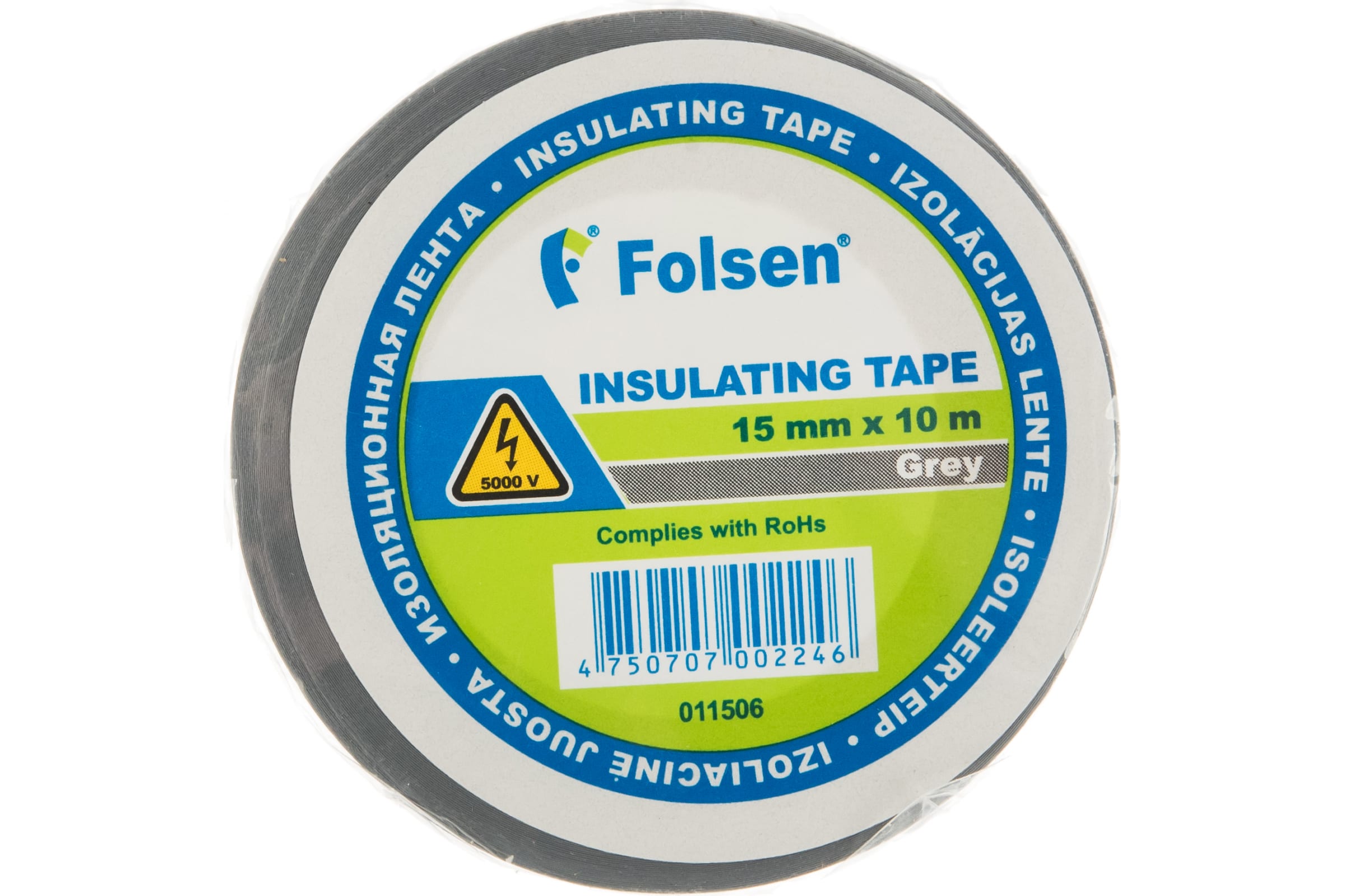 фото Folsen изоляционная лента 15мм x 10м, серая 011506