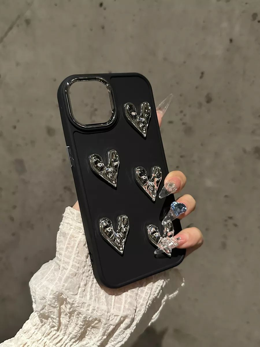 

Чехол на iPhone 11 с сердечками, Серебристый;серый;черный, iPhone 11