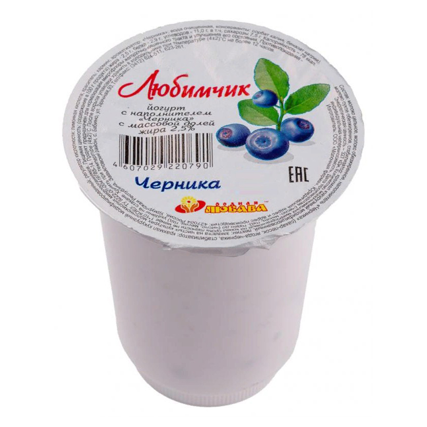 

Йогурт Любимчик черника 2,5% 180 г