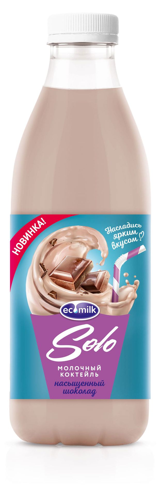 фото Молочный коктейль ecomilk.solo насыщенный шоколад 2% 930 мл