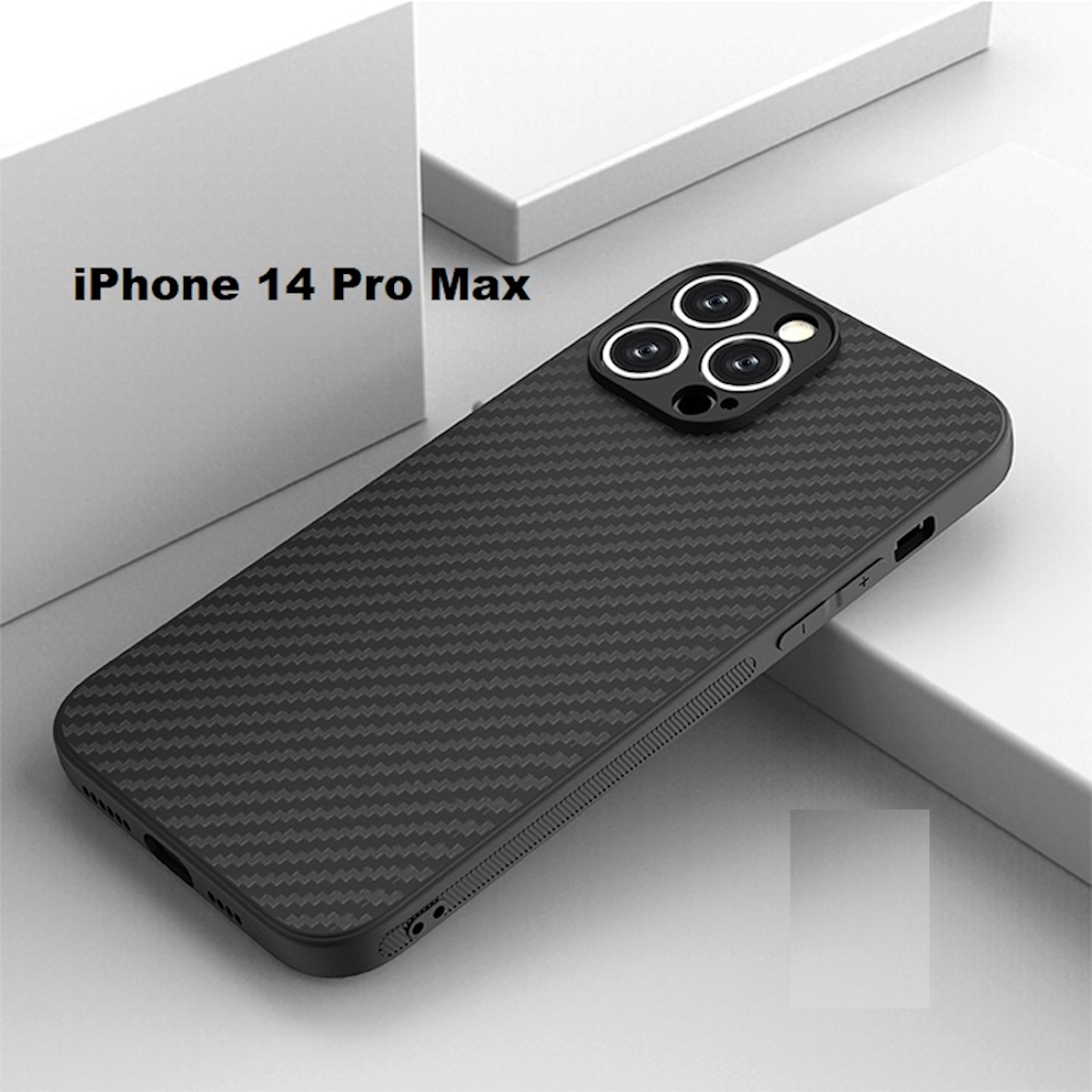 Чехол для iPhone 14 pro Max имитация CARBON черный