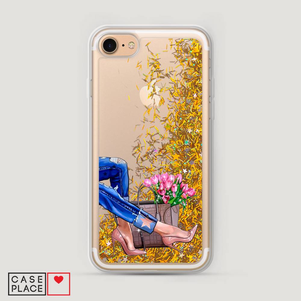 

Жидкий чехол с блестками "Каблучки" на Apple iPhone 8, 10890-1