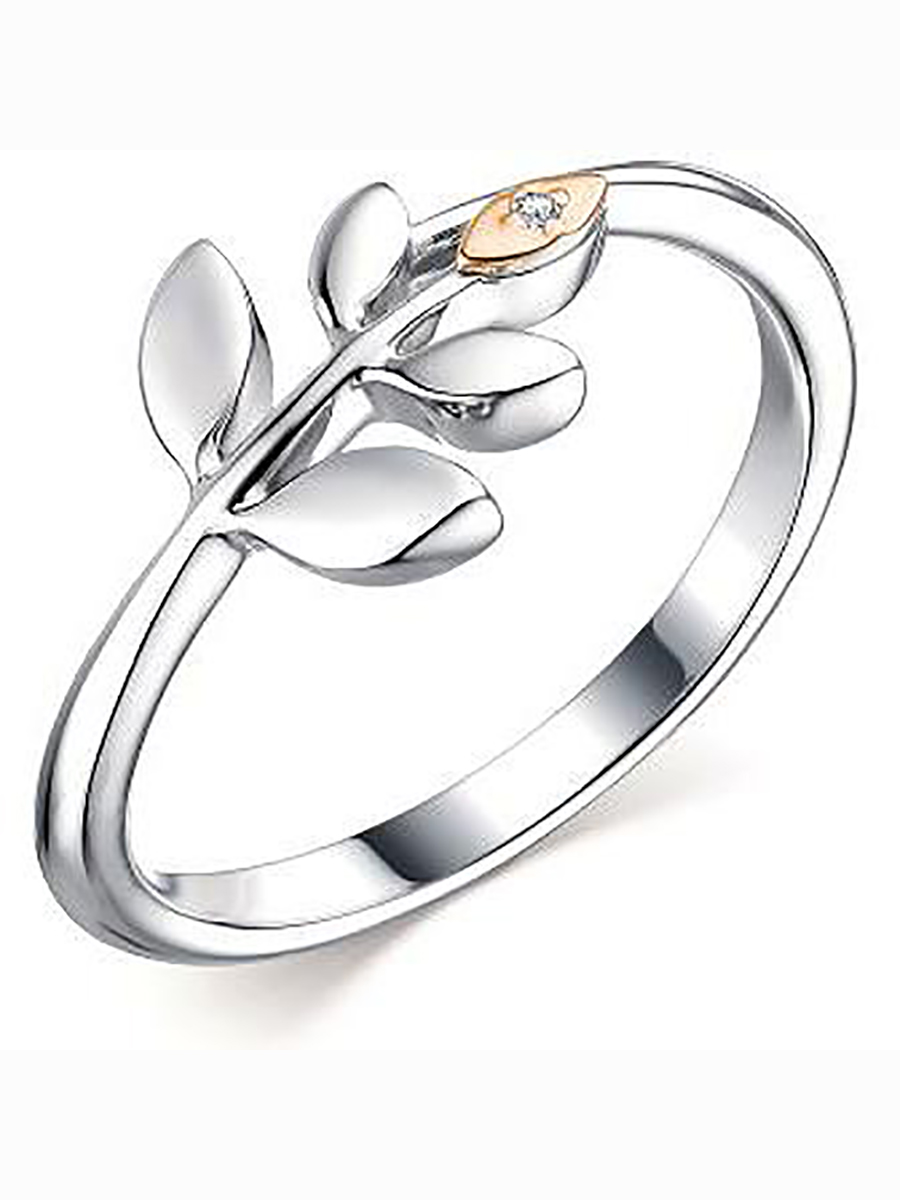 

Кольцо с 1 бриллиантом из серебра и золота р. 19 Алкор серебро 01-2050_000Б-00, 01-2050_000Б-00