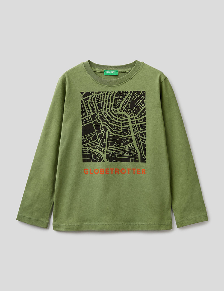 

Лонгслив для мальчиков Benetton цв. зеленый р.110, 21A_3ATNC15EL