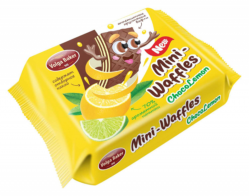 

Вафли Volga baker Mini-Waffles ChocoLemon с лимонной начинкой 75 г