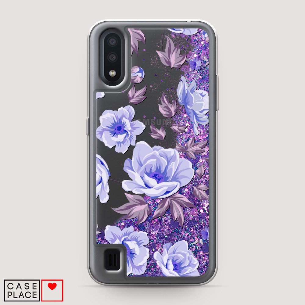 

Жидкий чехол с блестками "Цветочная фантазия 1" на Samsung Galaxy A01, 29592-1