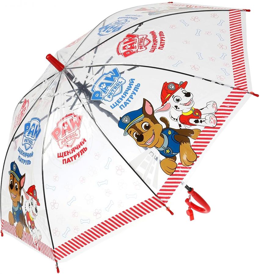Зонт детский Щенячий Патруль r-50см, прозрачный, полуавтомат ИГРАЕМ ВМЕСТЕ в кор.5x12шт