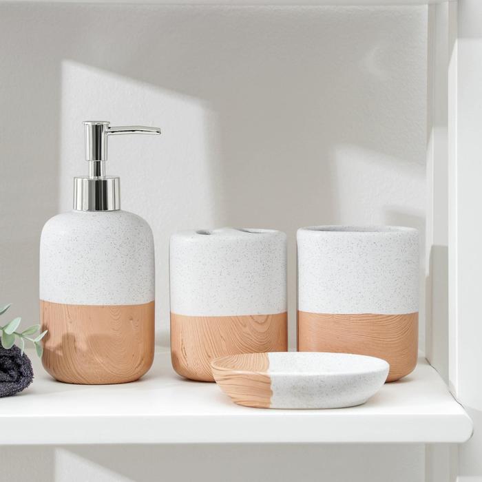 фото Набор аксессуаров для ванной комнаты «микаса», 4 предмета (мыльница, дозатор для мыла, 2 с nobrand