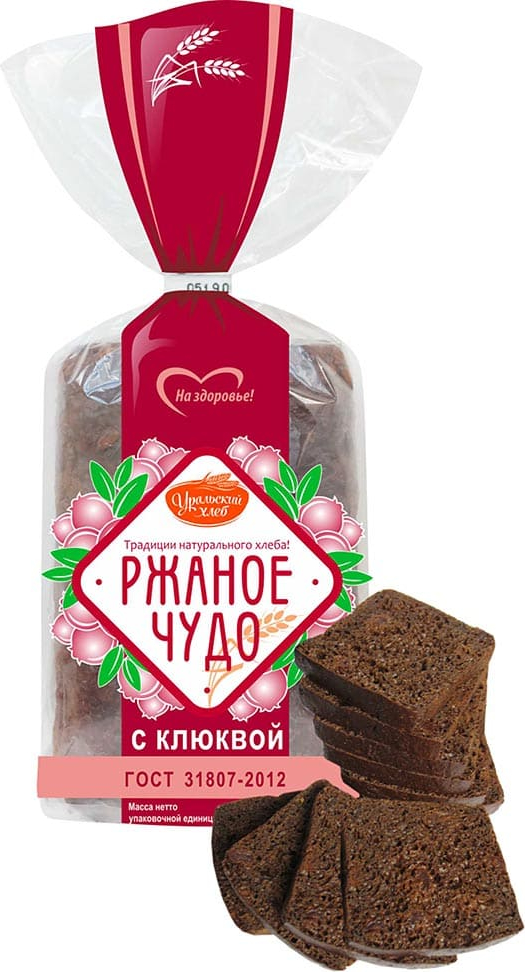 

Хлеб Уральский Хлеб Ржаное чудо ржано-пшеничный с клюквой в нарезке 350 г