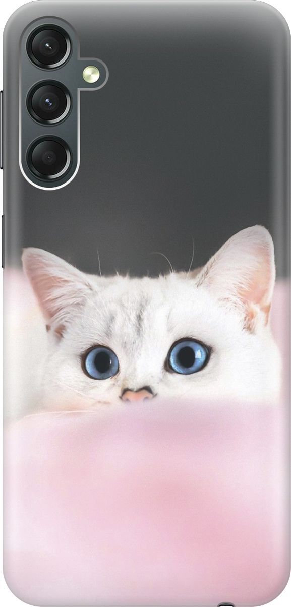 

Силиконовый чехол на Samsung Galaxy A24 с принтом "Кот на розовом пледе", Белый;розовый, 159517