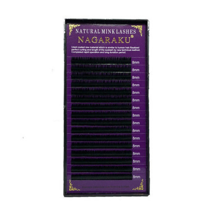 

Ресницы на ленте NAGARAKU Natural Mink, 8/0,12 мм, C-изгиб, 16 линий, Черный
