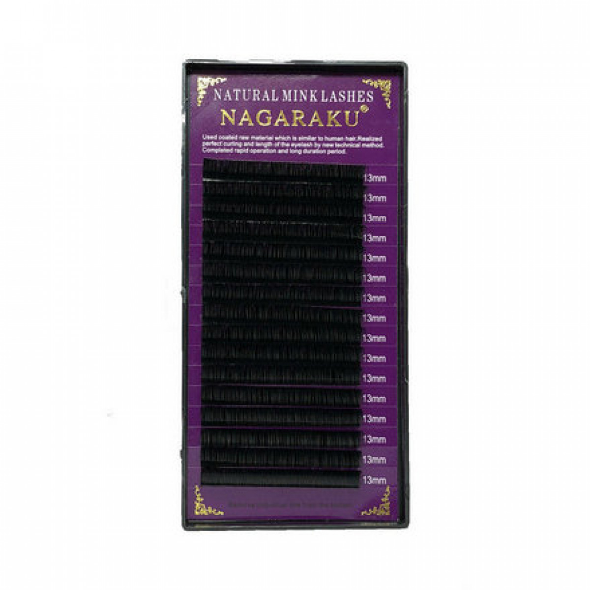 

Ресницы на ленте NAGARAKU Natural Mink, 13/0,12 мм, C-изгиб, 16 линий, Черный