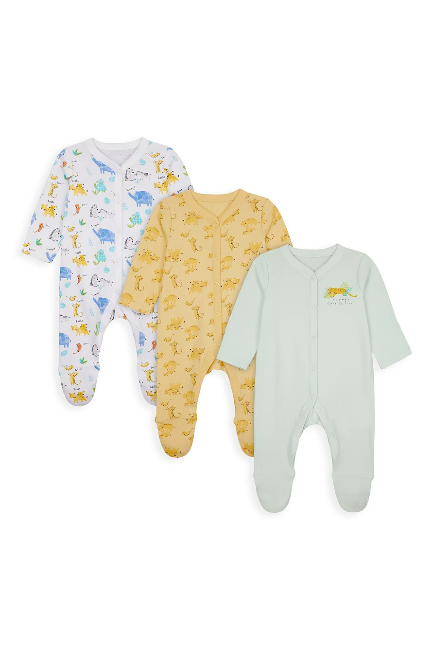 Комбинезон детский Mothercare MC-YA050, белый, желтый, зеленый, 56, 3 шт