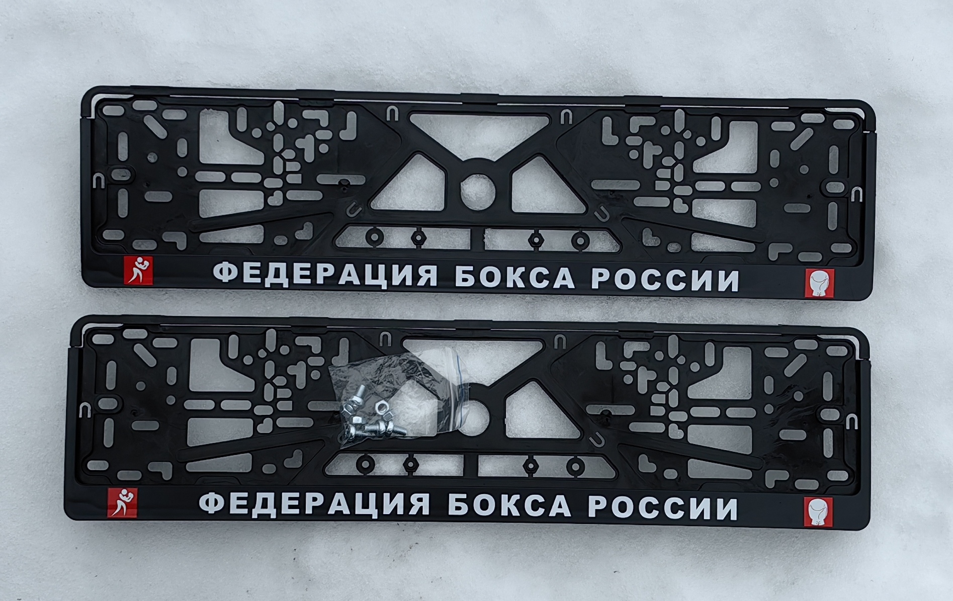 

Рамки номерного знака ЛОГОАВТО Федерация Бокса России, 2 шт + крепеж, Краска